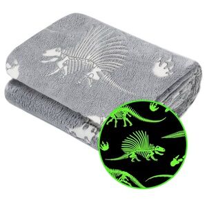 Gray Dinosaur Glow-in-the-Dark Blanket